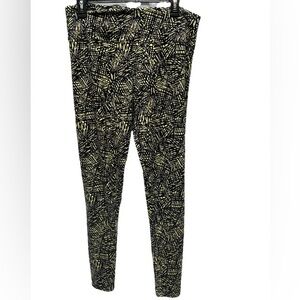 Soft Surroundings leggings women's size large black yellow ankle activewear